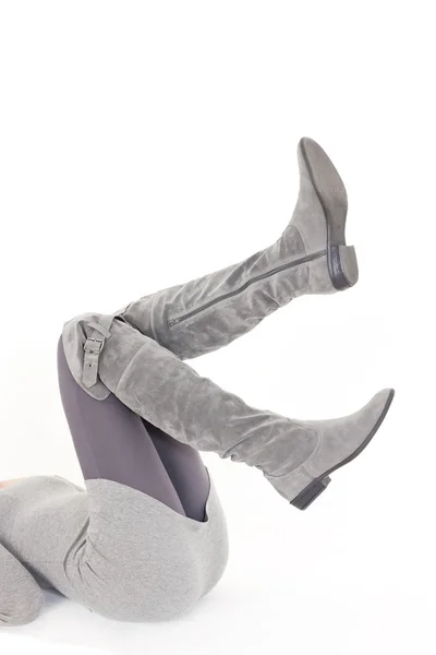 Fashionable gray boots — Stock Photo, Image