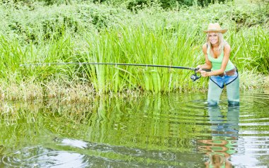 Fishing woman clipart