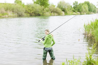 Fishing woman clipart