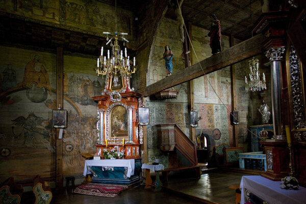 Interior of wooden church