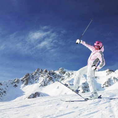 Woman skier clipart