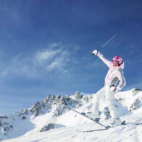 Skirennfahrerin — Stockfoto
