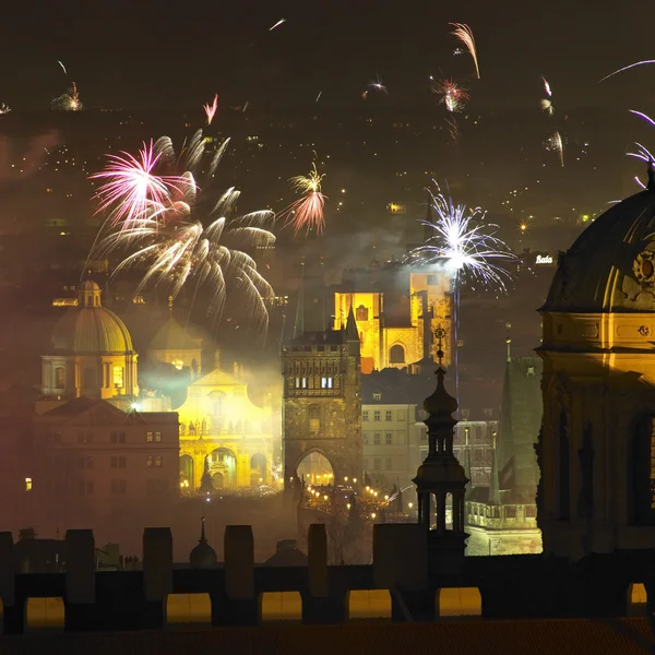 Véspera de Ano Novo em Praga — Fotografia de Stock