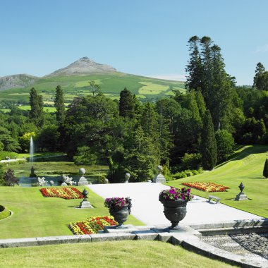 Powerscourt Gardens, Sugar Loaf Mountain at the background, Coun clipart