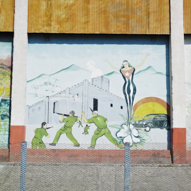 Political mural painting, Ceiba Hueca, Granma Province, Cuba