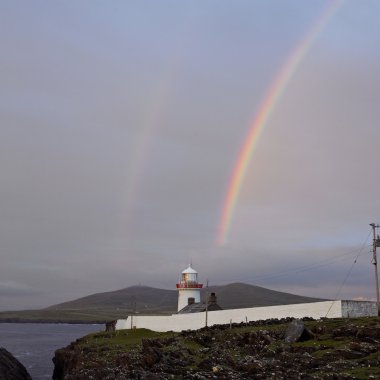 rainbow, kefal Yarımadası, county mayo, irel ile deniz feneri