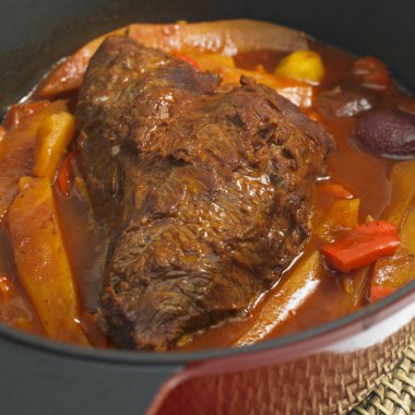 Beef with side-dish from one pot clipart