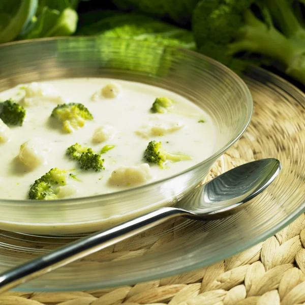 Couve-flor e sopa de brócolis — Fotografia de Stock