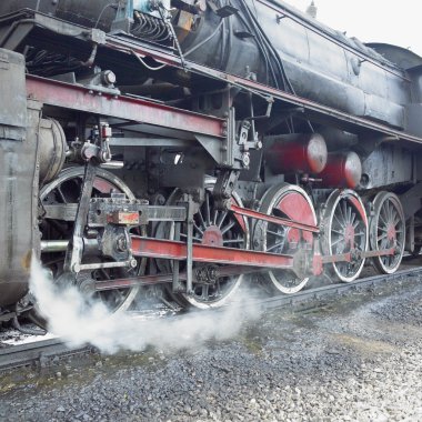 Detail of steam locomotive (33-326), Dubrava, Bosnia and Hercego clipart