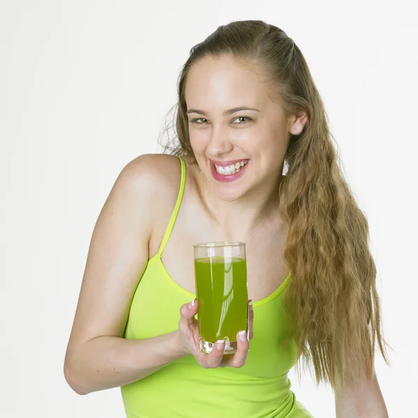 Kvinna med juice — Stockfoto