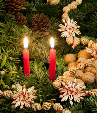 Christmas still life with candles clipart