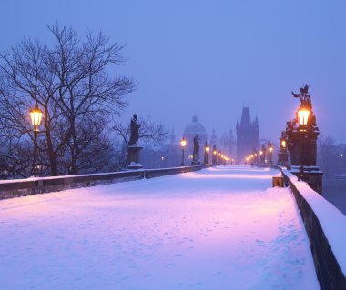 Charles bridge kış, prague, Çek Cumhuriyeti