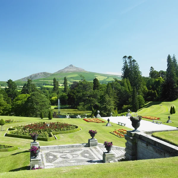 stock image Powerscourt Gardens, Sugar Loaf Mountain at the background, Coun