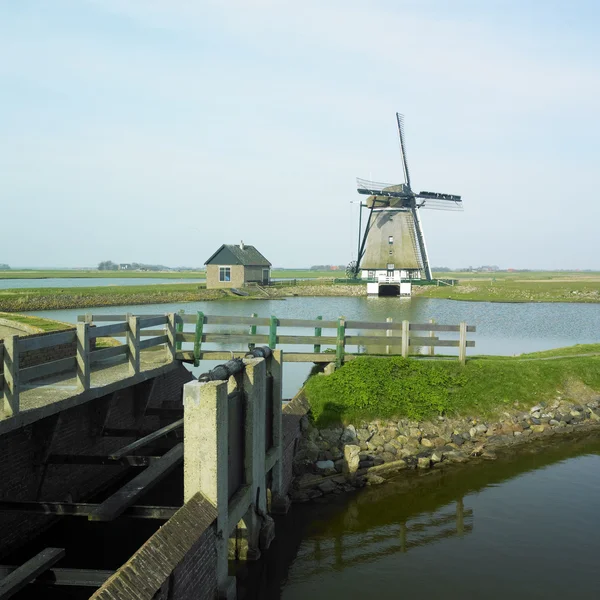Moinho de vento, Texel Island, Países Baixos — Fotografia de Stock