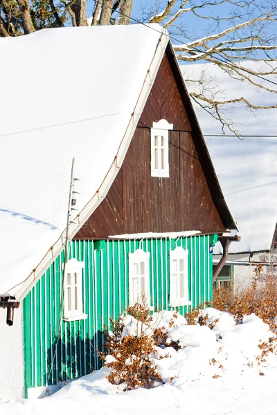 Cottage no inverno, Kunstat - Jadrna, Orlicke Mountains, Czech Re — Fotografia de Stock