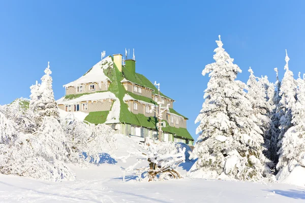 Masarykova cottage, morva-hegység télen, Cseh Köztársaság — Stock Fotó