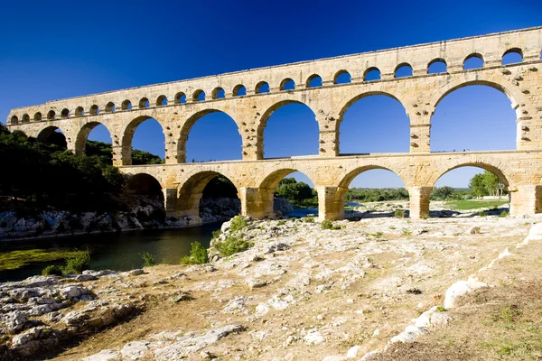 Aqueduto romano, Pont du Gard, Languedoc-Roussillon, França — Fotografia de Stock