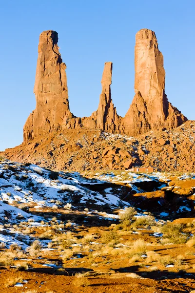 三姐妹、 纪念碑谷国家公园、 犹他州亚利桑那州, — 图库照片
