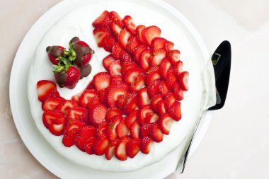 Light yogurt cake with strawberries clipart