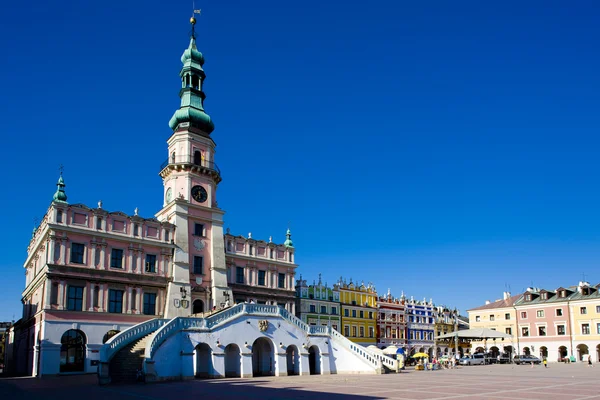 Ratusz, głównego placu (rynek wielki), Zamość, Polska — Zdjęcie stockowe
