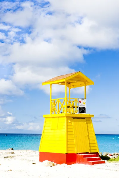 船舱内 可与巴巴多斯加勒比海滩 企业海滩上 — 图库照片