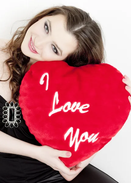 stock image Portrait of young woman with Valentine