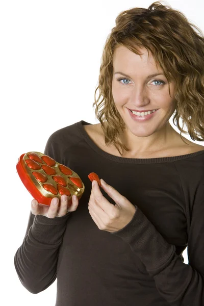 Mujer con chocolate — Foto de Stock
