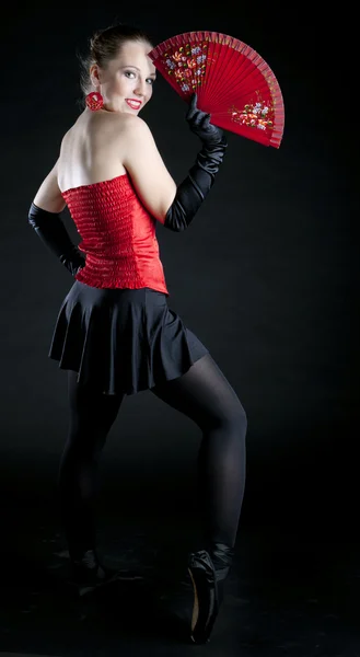 Danseur Ballet Tenant Ventilateur — Photo