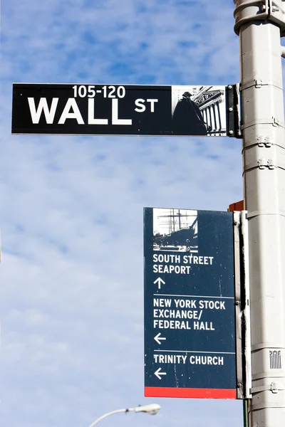 ウォール街の看板 ニューヨーク市 — ストック写真