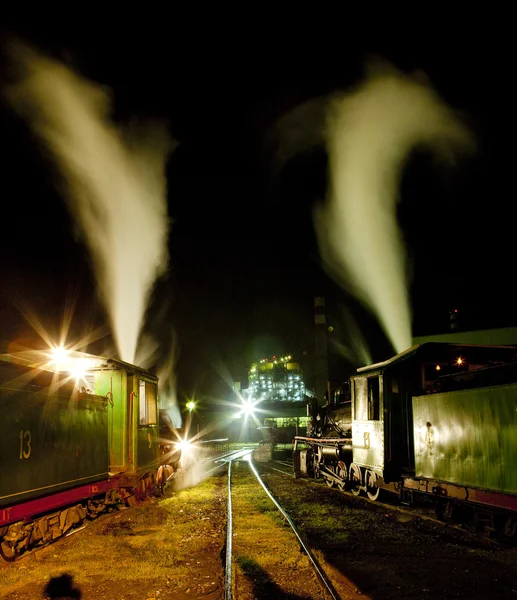 Dampflokomotiven bei Nacht — Stockfoto