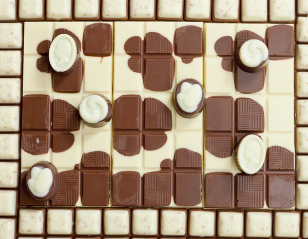 Coklat Batangan Dengan Permen Cokelat — Stok Foto