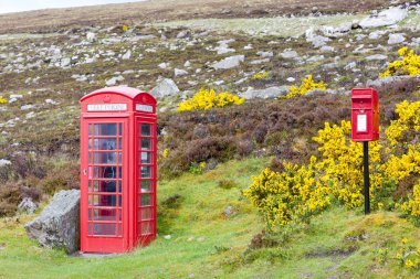 Telephone booth and letter box near Laid, Scotland clipart