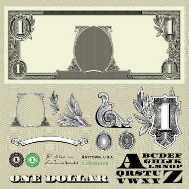 one dollar bill clipart