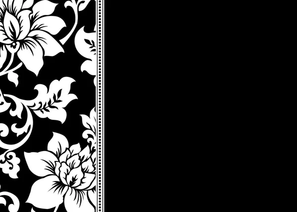 Černý květinový vzor a rám — Stock fotografie