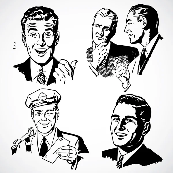 Hombres Vintage hablando y señalando — Foto de Stock