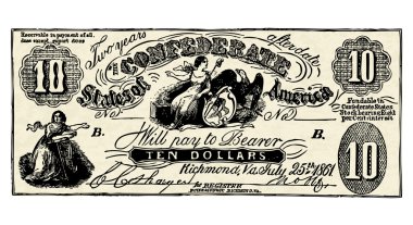  Vintage Konfedere banknot