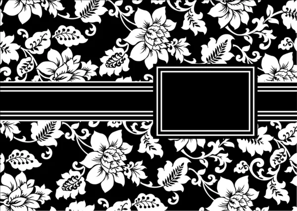 Černé květinové stuha rám — Stock fotografie