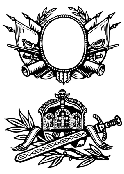 Ornamentos de escudo militar — Fotografia de Stock