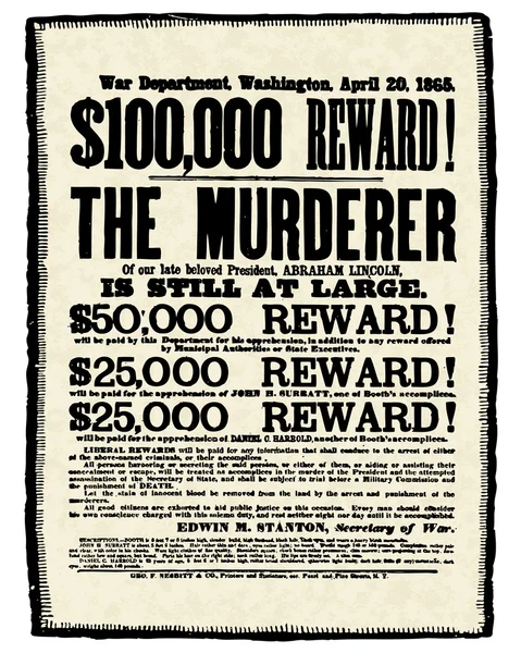 Vintage Abraham Lincoln Poster recompensa — Fotografia de Stock