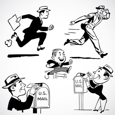  Vintage Running Businessmen clipart