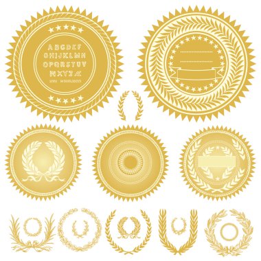  Gold Seals and Wreaths clipart