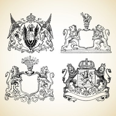  Medieval Animal Crests clipart