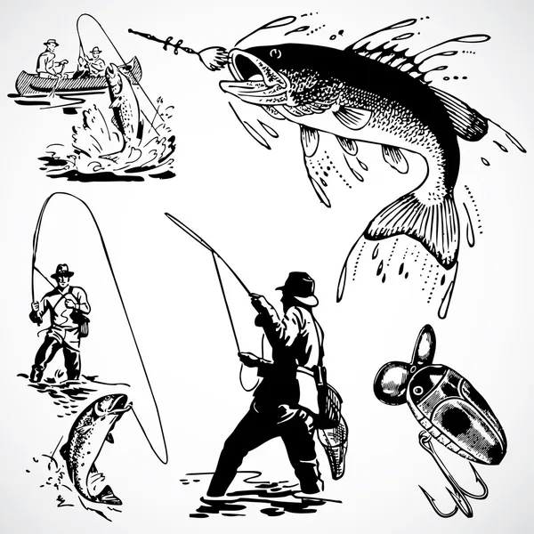 Винтажная рыболовная графика — стоковое фото