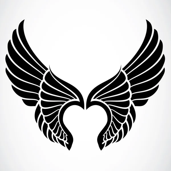 Černý ilustrované křídla — Stock fotografie