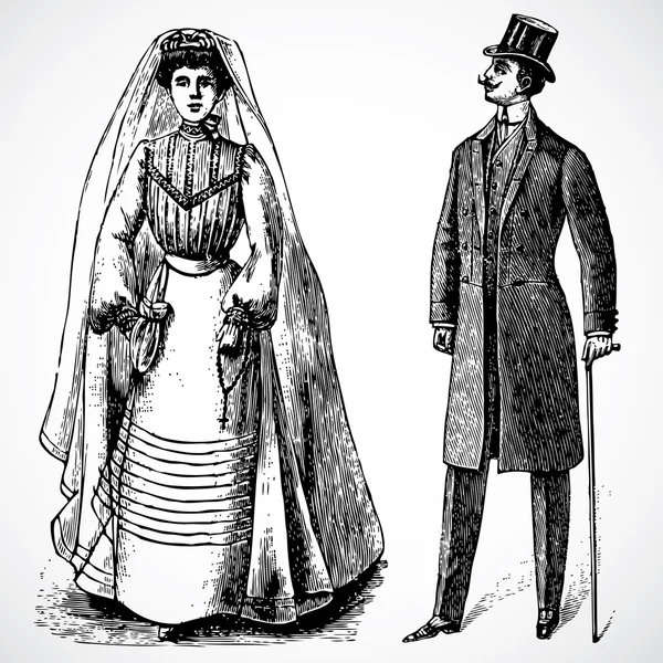 Vintage bruid en bruidegom — Stockfoto
