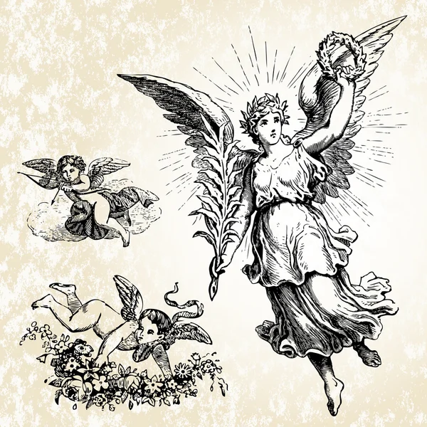 天使和背景插图 — 图库照片