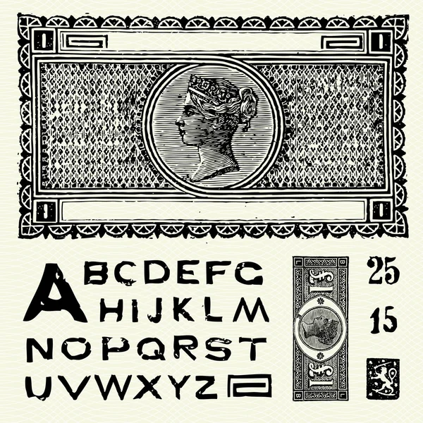 Eski dünya para birimi ve yazı tipi — Stok fotoğraf