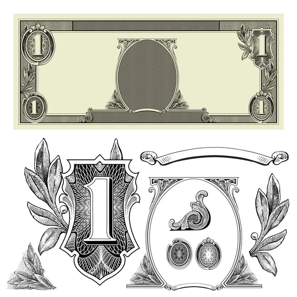 Ornamentos de nota de um dólar — Fotografia de Stock
