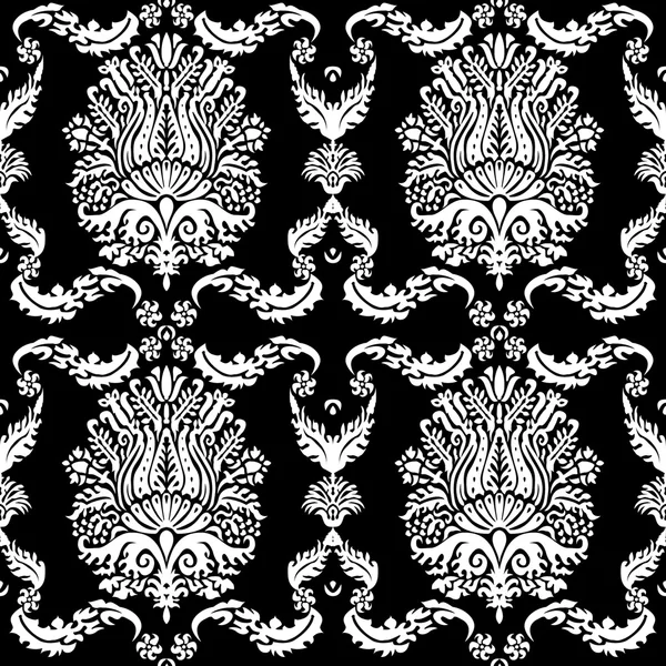 Fekete damaszt és szalag minta — Stock Fotó