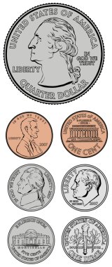 Quarter Dime Nickel and Penny clipart
